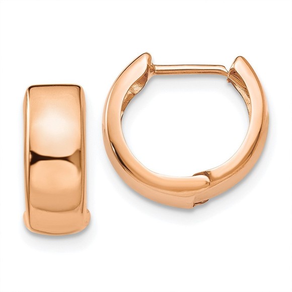 Million Charms 14K Rose Gold Hinged Hoop Earrings 15 L x 6 mm W